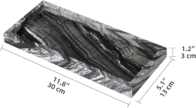 Marble Bathroom Vanity Tray, Natural Luxury Vanity Home Kitchen Bathroom Table - Image 3