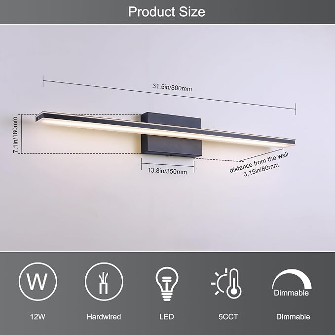 LED Modern Bathroom Vanity Light Dimmable 5CCT Bathroom Light Fixture Over - Image 5