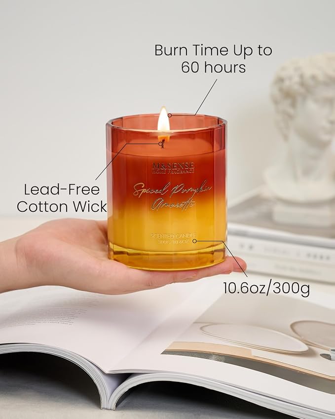 M&SENSE Spiced Pumpkin Fall Scented Candles Natural Soy Wax Non Toxic, 10.6oz - Image 4