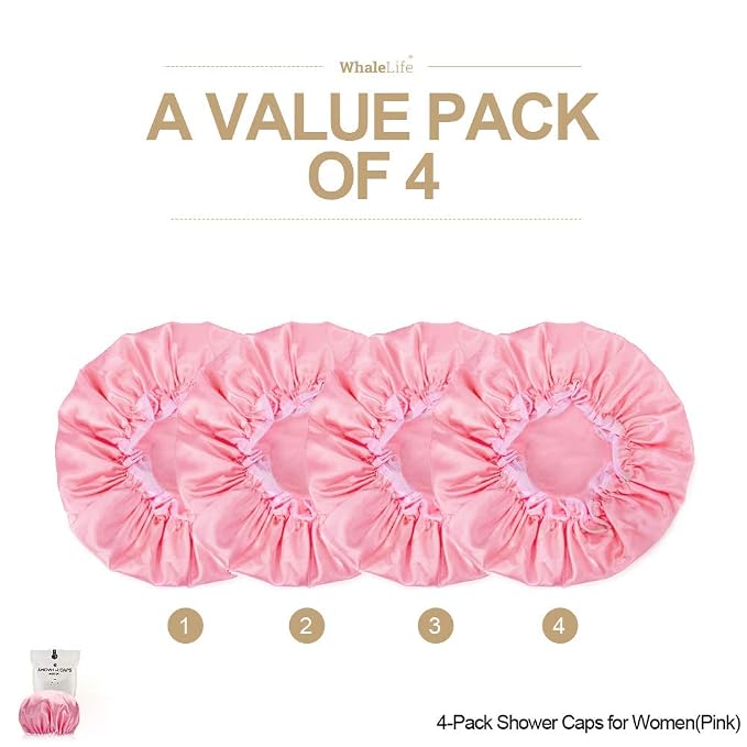 Shower Cap for Women Reusable Extra Large Shower Cap for Men Satin Double Layer - Image 2