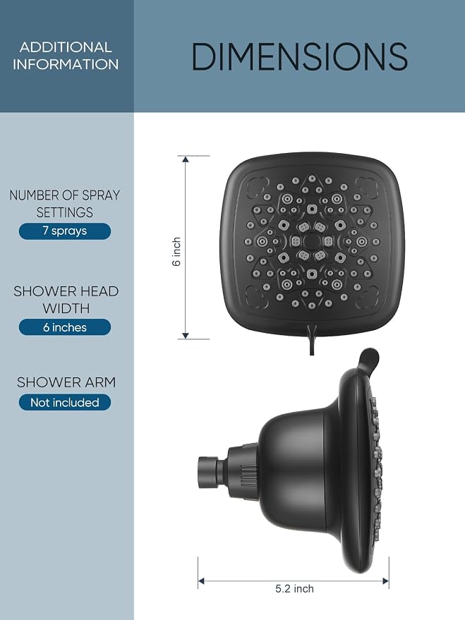 Cobbe Filtered Shower Head, 7 Modes High Pressure Shower Heads - Image 5