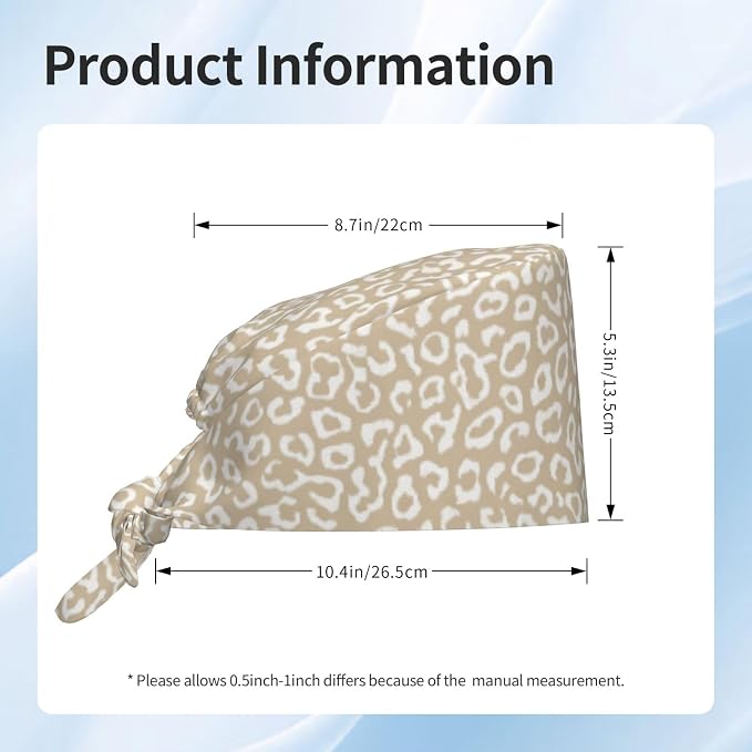 Scrub Cap for Women and Men Boho Black Leaf Pattern Adjustable Breathable - Image 3