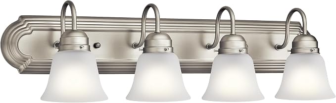 Kichler 30" 4-Light Vanity Bath Light in Brushed Nickel, Modern Bathroom Light by Kichler