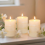 3x4 Inches Jasmine Scented Pillar Candles Ivory White Hand-Poured Candle Long - Image 8