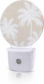 Night Lights Auto Sensor Tropical Palm Trees Night Light Beige Linen Coastal by Home+L6