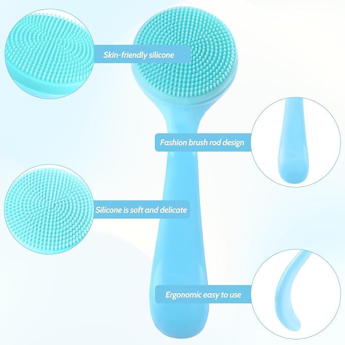 2Pack Silicone Face Brush Manual Face Scrub Brush Soft Facial Brushes - Image 7