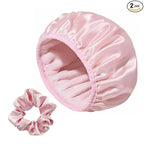 Three-Layer Terry Cloth Lined Satin Shower Cap, by Yonchic