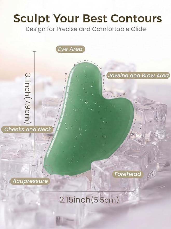 Gua Sha Facial Tool – Green Stone Guasha Tool - Image 3