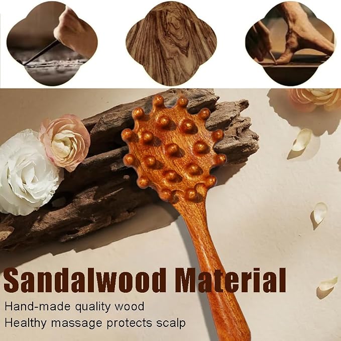 OULIGET Wooden Trigger Point Massage Tool, Sandalwood Comb Head Massager - Image 4