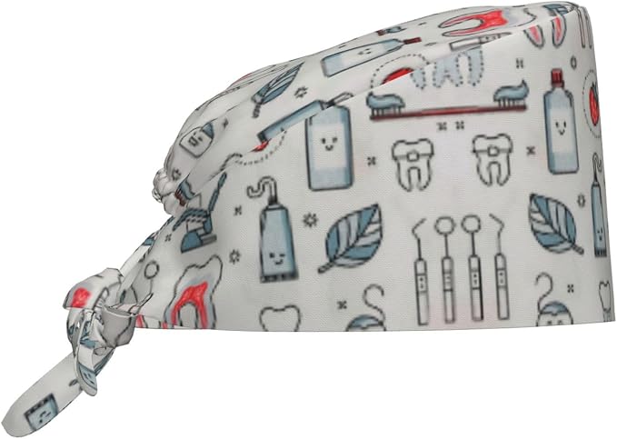 Working Cap Scrub Caps with Sweatband Adjustable Tie Back Hat Nurse Surgical by Unknown