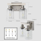 Bathroom Vanity Light, 2-Light Nickel Modern Matte Wall Sconce Lighting - Image 3