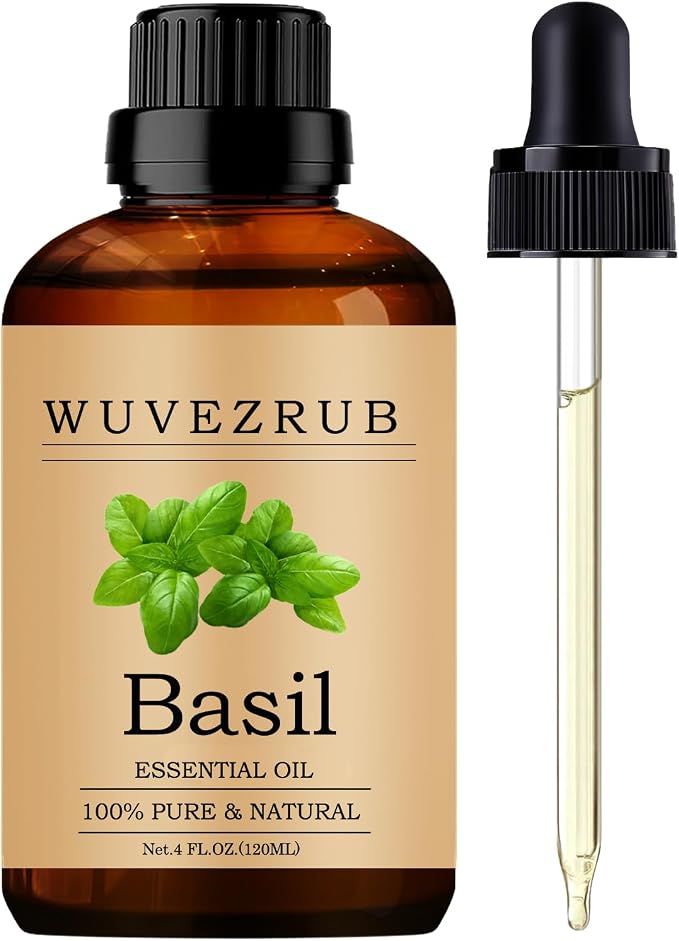 Basil Essential Oils, 120ML Pure and Natural Essential Oil by WUVEZRUB