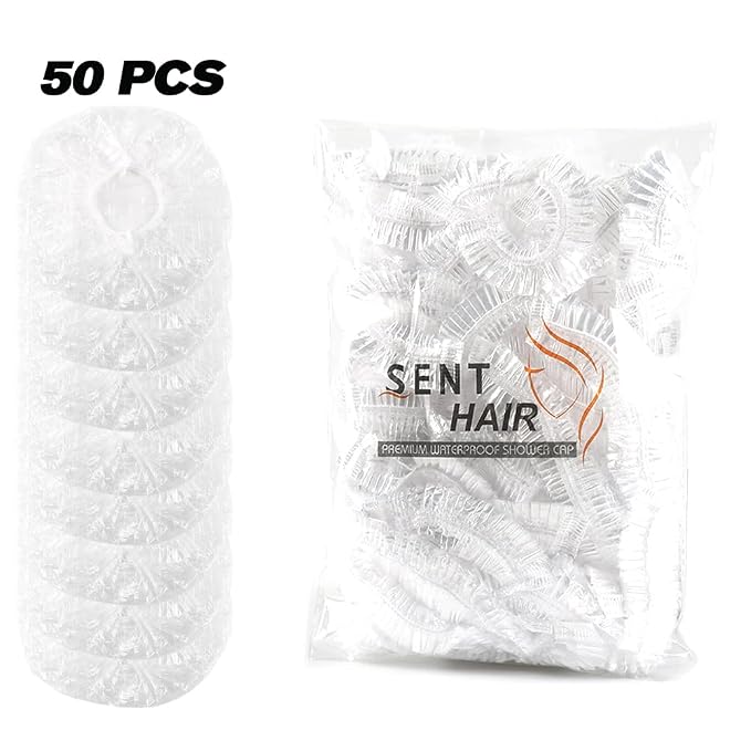 Shower Cap 100 Pcs Disposable Plastic Bath Cap - Image 2