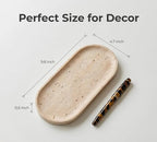 Beige Travertine Vanity Tray | Natural Stone Bathroom Organizer | Perfume & - Image 2