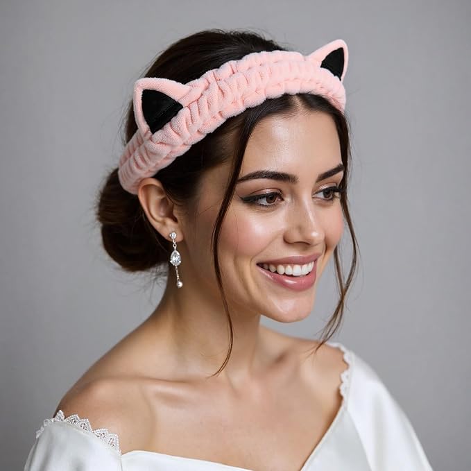 2 Pcs Cat Ears Headband, Cute Spa Headbands - Image 2