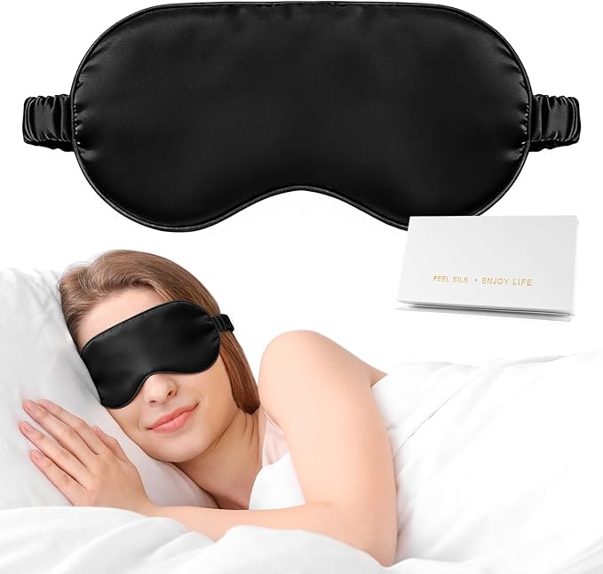Silk Sleep Mask, Eye Mask for Sleep Women Men, Mulberry Sleeping Mask by Doitory