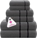 CASA COPENHAGEN Eternal 6 Pieces Towel Set- Pine Grey, 500 GSM 2 Bath Towel 2 by CASACOPENHAGEN