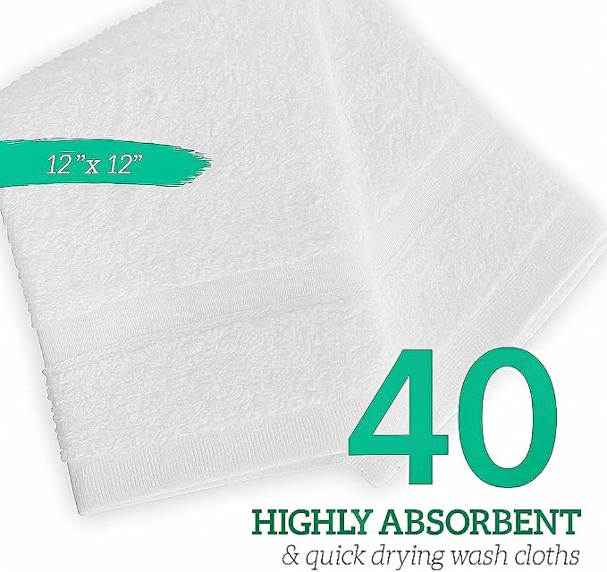 GREEN LIFESTYLE Washcloths 12" x 12" 40 Pack - Image 3