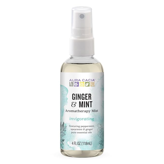 Aura Cacia Ginger and Mint Aromatherapy Mist, Invigorating Essential Oil Blend by AuraCacia