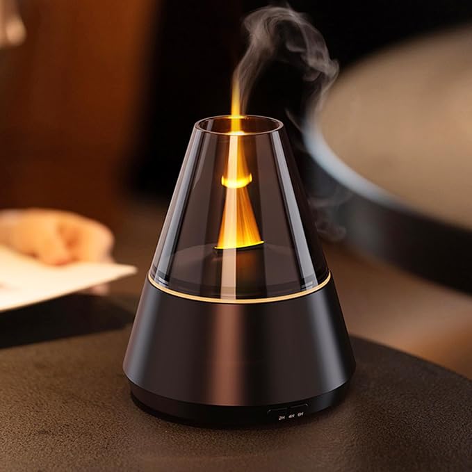 Flame Essential Oil Diffuser, Upgrade 7 Colour Lights Aromatherapy Diffuser by Gzvxuny