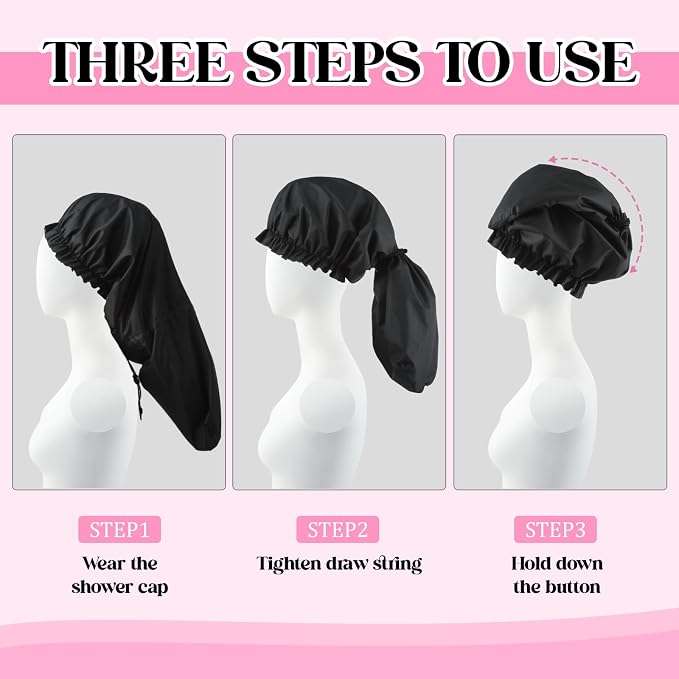 2 Pcs Large Shower Cap for Braids, Extra Long Shower Cap for Women Long Hair & - Image 4