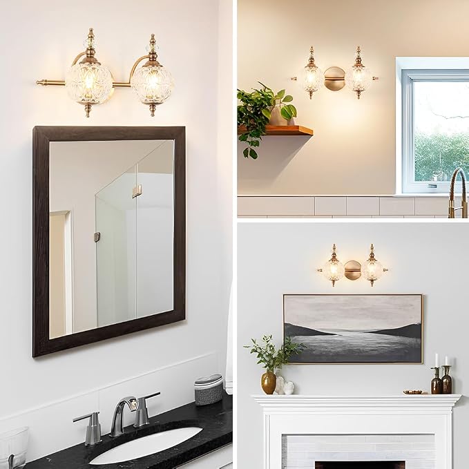 Brushed Antique Brass Bathroom Vanity Light Fixture Vintage Style - Image 3