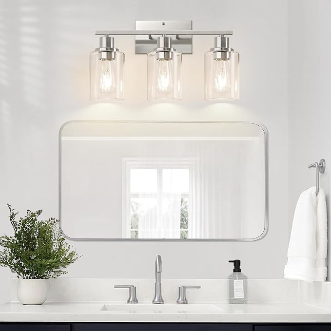 Indoi 3-Light Bathroom Light Fixtures, Brushed Nickel Vanity Lights - Image 6