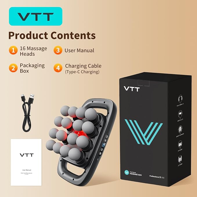 VTT 16 head massage gun deep tissue, Percussion Muscle Massager - Image 9