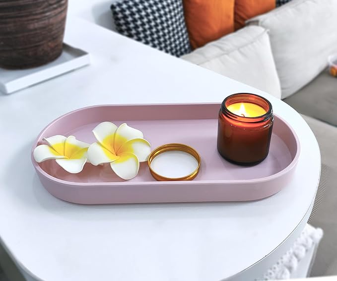 Pink Small Tray, Oval Tray for Kitchen Counter, Bathtub Bathroom Vanity Items - Image 8