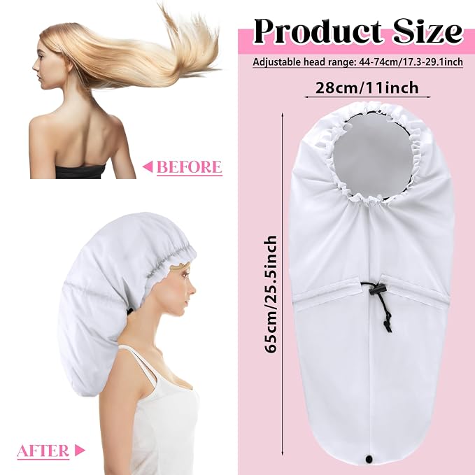 2 Pcs Large Shower Cap for Braids, Extra Long Shower Cap for Women Long Hair & - Image 2