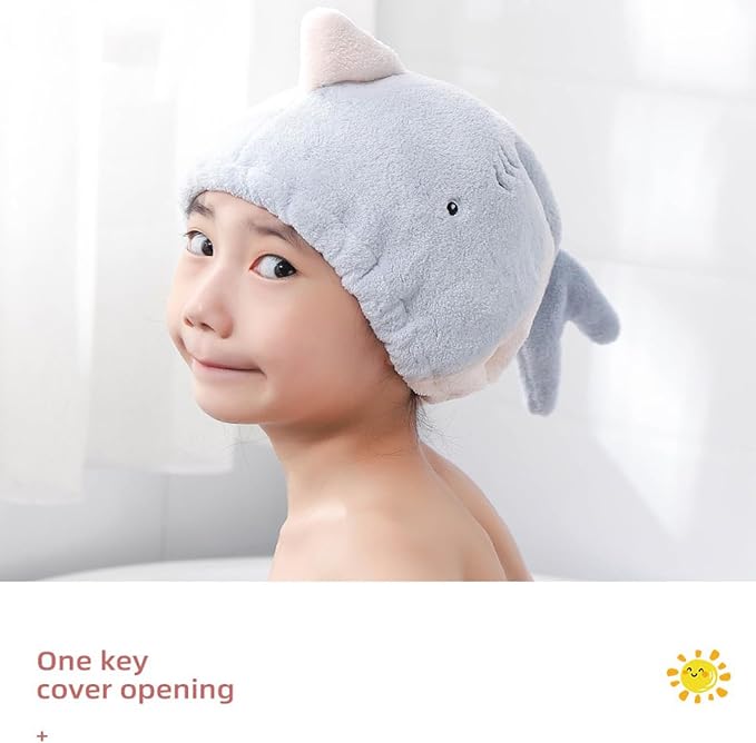 Hair Drying Towel for Kids Girls, Cute Cartoon Absorbent Quick Drying Bath Wrap - Image 2
