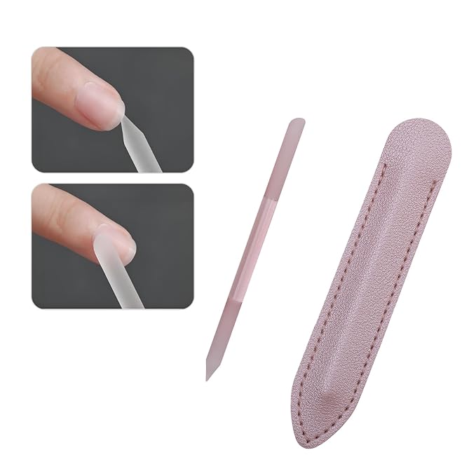 2 Pcs Transparent Pink Glass Cuticle Pusher Tool - Image 4