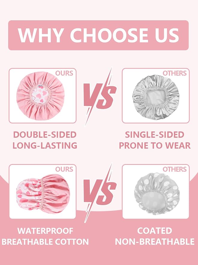 Years calm Shower Caps for Women Reusable Waterproof, Double Layer Waterproof - Image 4