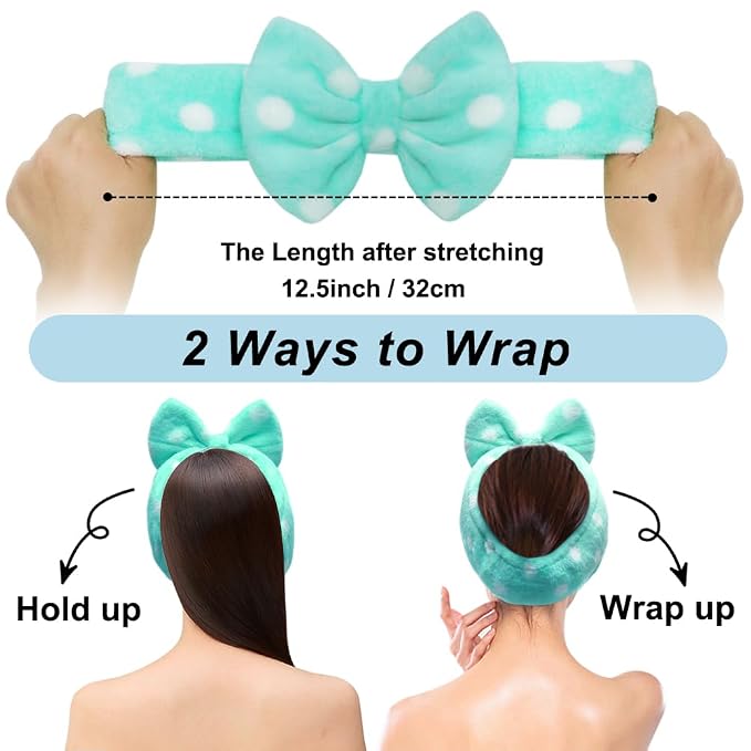 Shintop Sweet Super Soft Caroset Polka Dots Wash Cosmetic Headband Hairlace - Image 3