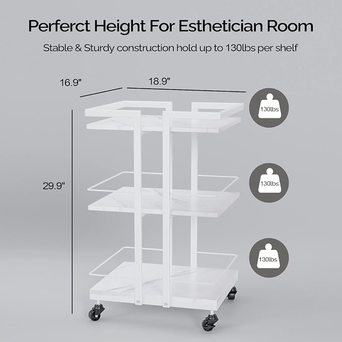 Esthetician Cart with Wheels Utility Salon Rolling Trolley, Tattoo Manicure - Image 9