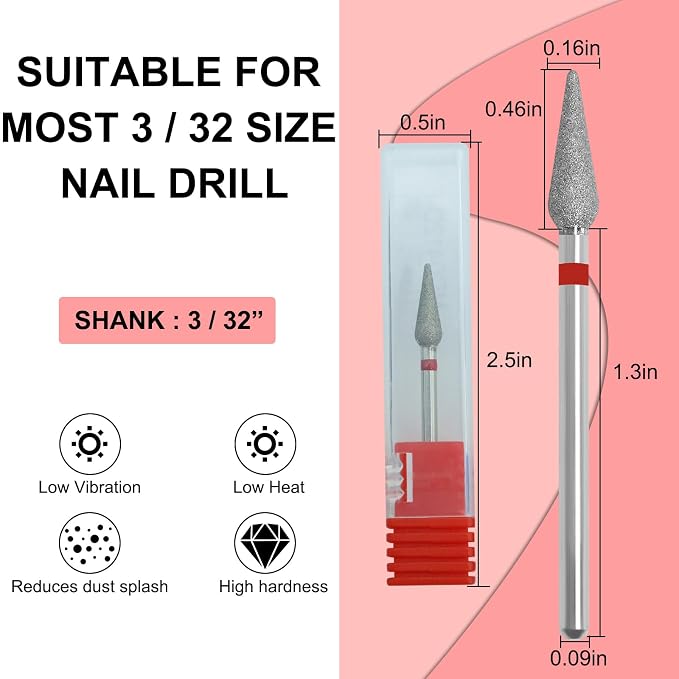 Cuticle Clean Nail Drill Bit 3/32'', Russian Manicure Drill Bits Professional - Image 2