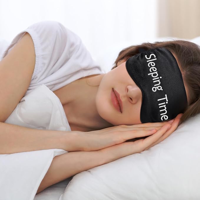 Geyoga 4 Pieces Funny Eye Mask for Sleep Soft Satin Eye Mask Blackout Blindfold - Image 5