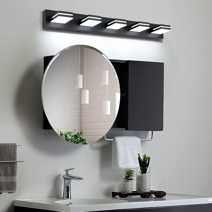 SineRise LED Modern Bathroom Vanity Light Fixtures, Matte Black Modern Acrylic - Image 4