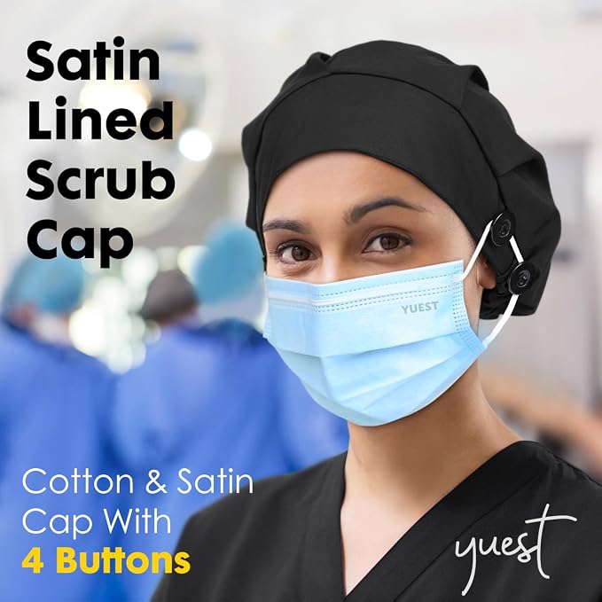2 Pack Satin Lined Bouffant Scrub Caps - Image 7