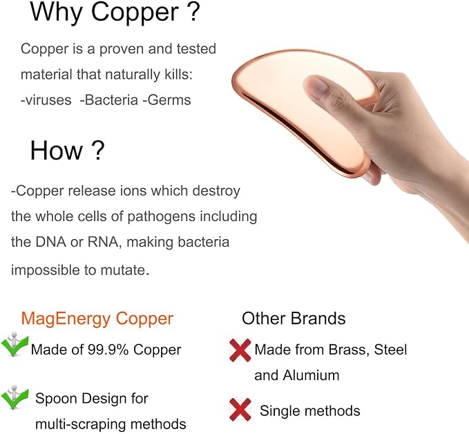 MagEnergy Gua Sha Tool Pure Copper Scraping Facial Massager Guasha Board - Image 6