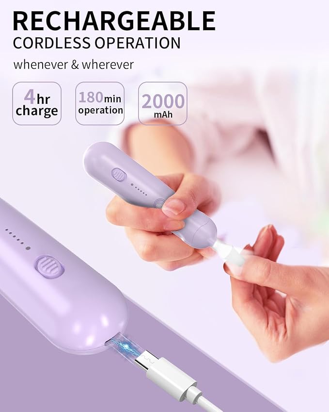 Cordless Electric Nail File Set, Rechargeable Pedicure Tools - Image 4