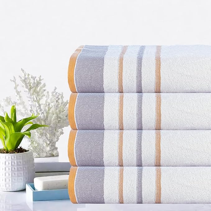 CASA COPENHAGEN White Bay 4Pcs 100% Egyptian Cotton Designer Hand Towels Gift - Image 2