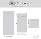 100% Cotton Bath Towel Set of 12-4 Bath Towels, 4 Hand Towels, 4 Wash Cloths - Image 5