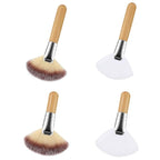 4Pcs Fluffy Facial Brushes Esthetician Fan Brushes Esthetician Short Handle Fan by Lusofie