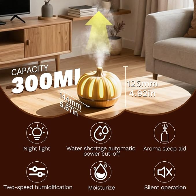 Essential Oil Diffuser 300ml for Home Bedroom, Aromatherapy Oil Diffuser - Image 2
