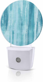 Night Lights Auto Sensor Teal Abstract Graffiti Night Light Art Painting Round by Home+L6