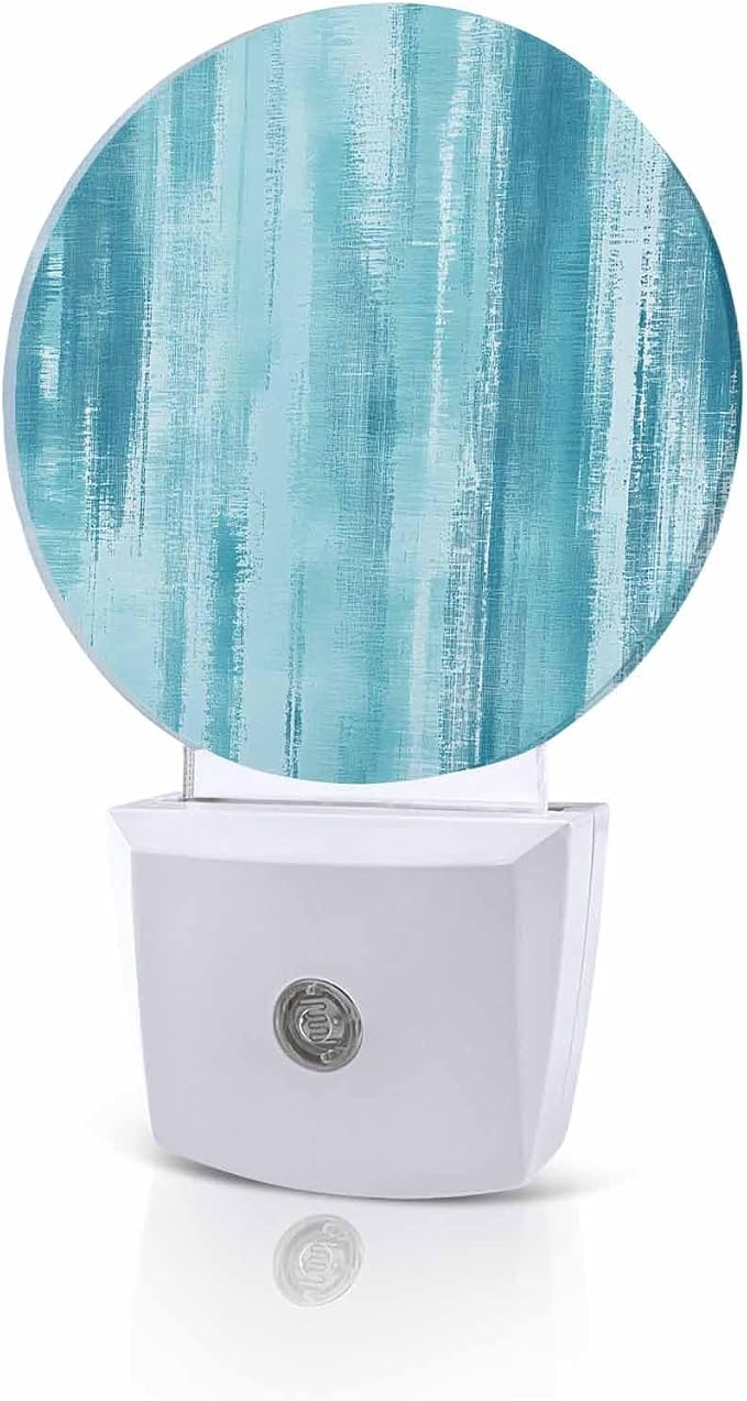 Night Lights Auto Sensor Teal Abstract Graffiti Night Light Art Painting Round by Home+L6