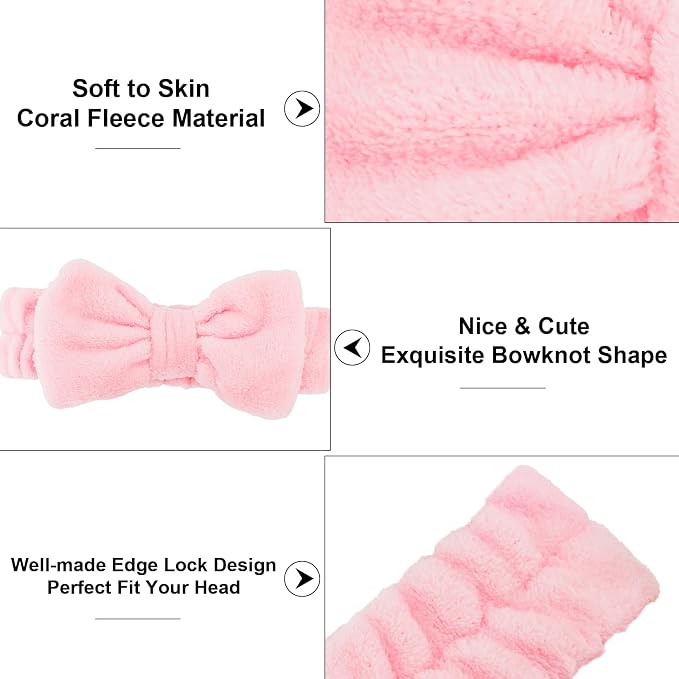 Casoty 10 Pcs Pink Makeup Headbands, Hair Band - Image 5