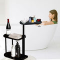 3 Layer Bathtub Tray Table, Bamboo Swivel Bathtub Side Table Height Adjustable by BeGyoku