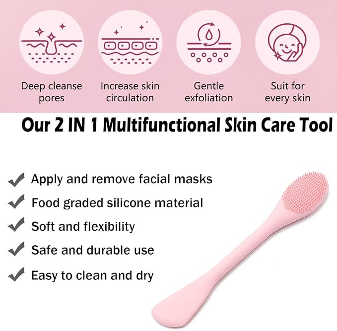 2 PCS Facial Cleansing Brush, 2 in 1 Silicone Face Mask Brush - Image 2